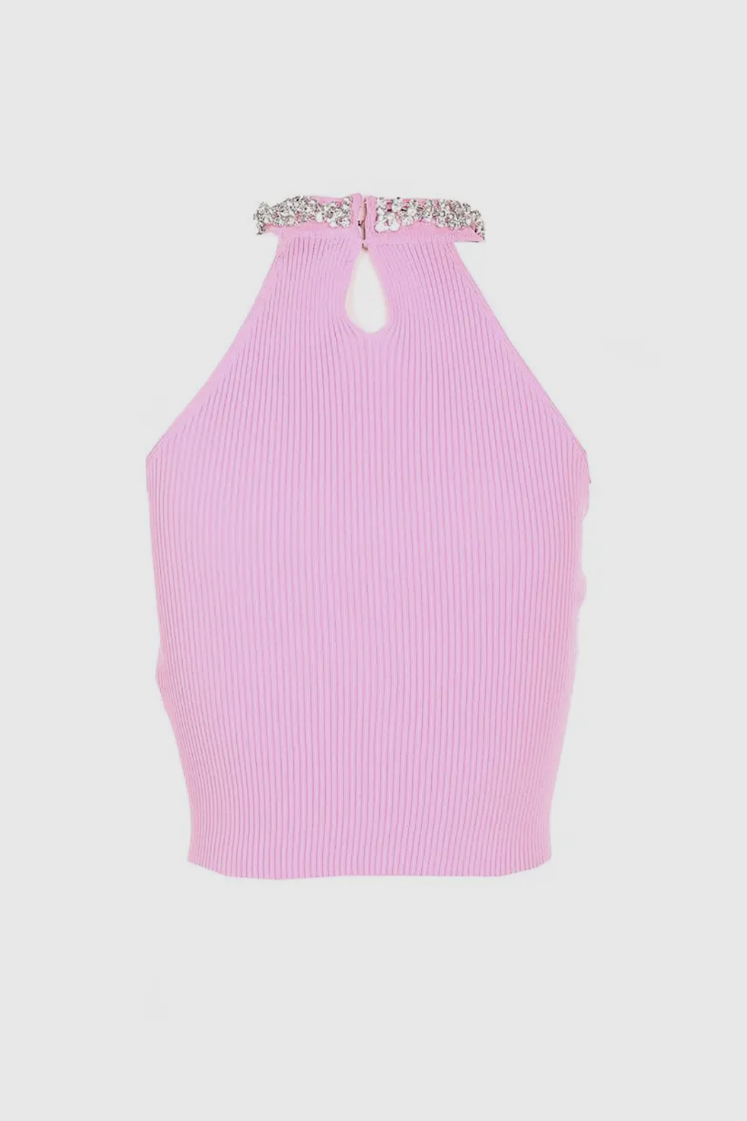 Hot Pink Rhinestones Sequin Detail Crop Top L / Hot Pink