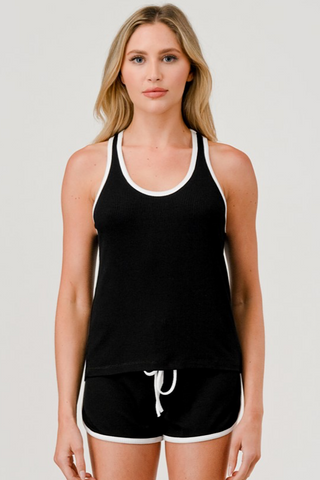 Contrast Rib Racerback Tank