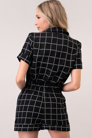 Grid Checkered Cotton Romper