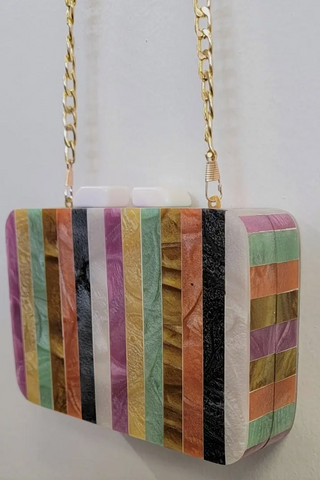 Hand Crafted Wooden Striped Bag