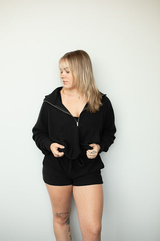 Black Waffle Knit Short