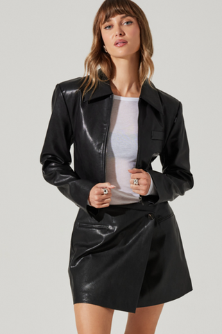 Cropped Vegan Leather Jacket