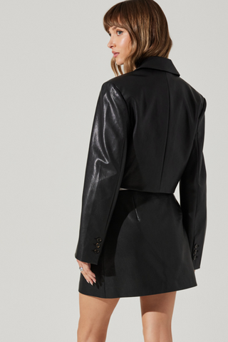 Cropped Vegan Leather Jacket