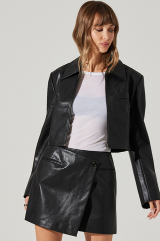 Cropped Vegan Leather Jacket