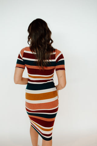 Fitted Striped Ribbed Dress