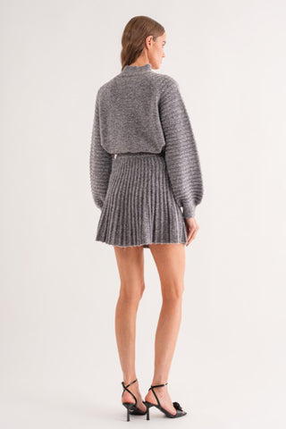 Pleated Heather Grey Skirt