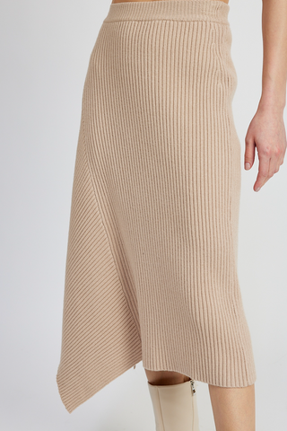 Asymmetric Knit Midi Skirt