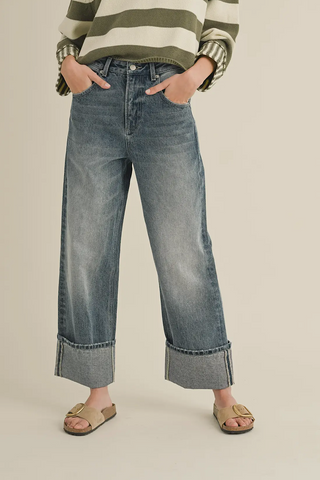 Cuffed Wide Leg Jean