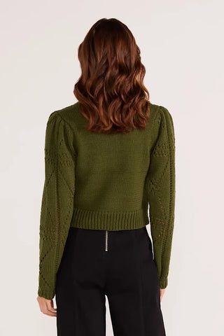 Forest Green Pointelle Sweater