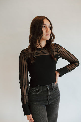 Mesh Striped Elevated Top