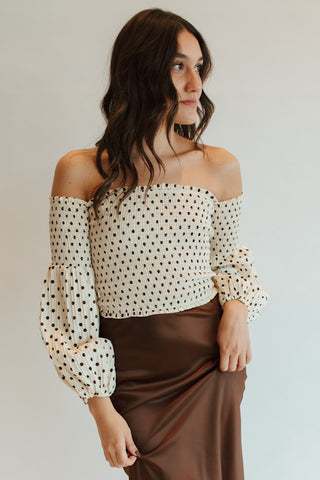 Off-Shoulder Polka Dot Top