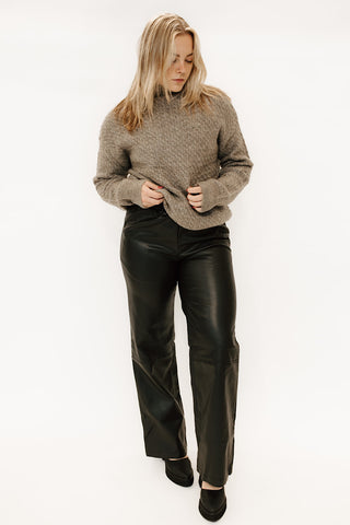 Vegan Leather Straight Trouser