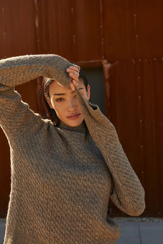 Cable Knit Mock Neck Sweater